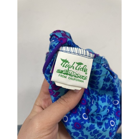 Vintage 60s 70s Blue Floral Two-piece Tank Swimsuit Set - Picture 5 of 7